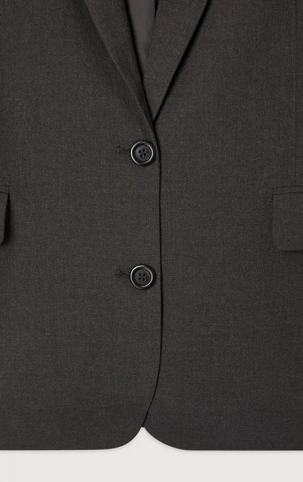 American Vintage Jackets and Blazers Women Blazer Kabird Melange Charcoal American Vintage Jackets and Blazers Women Blazer Kabird Melange Charcoal