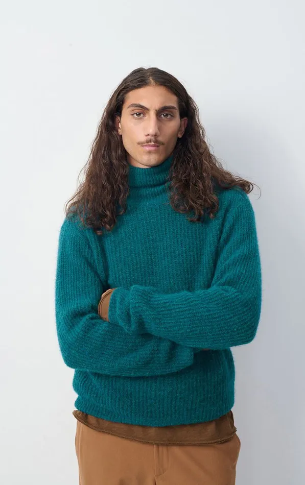 American Vintage Jumpers and Cardigans Men Jumper East Melange Duck Blue American Vintage Jumpers and Cardigans Men Jumper East Melange Duck Blue