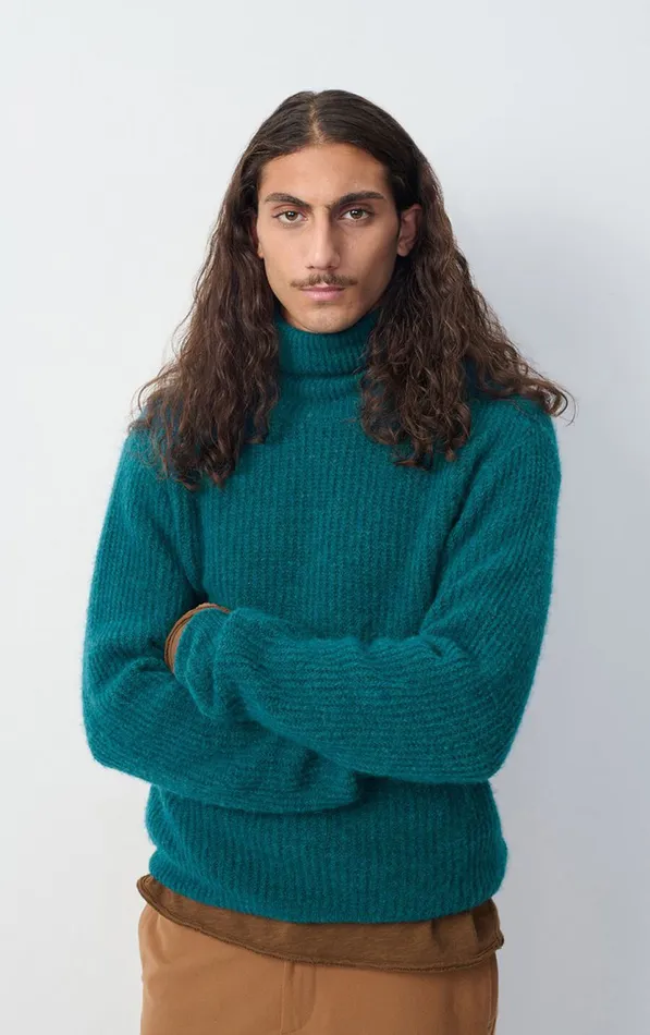 American Vintage Jumpers and Cardigans Men Jumper East Melange Duck Blue American Vintage Jumpers and Cardigans Men Jumper East Melange Duck Blue