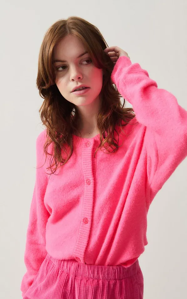 American Vintage Jumpers and Cardigans Women Cardigan Damsville Fluo Pink American Vintage Jumpers and Cardigans Women Cardigan Damsville Fluo Pink