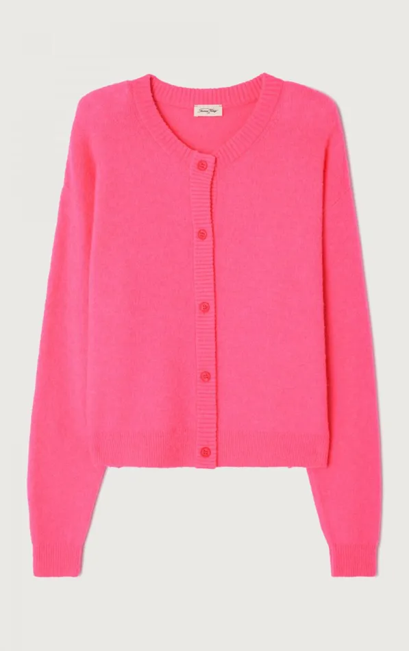 American Vintage Jumpers and Cardigans Women Cardigan Damsville Fluo Pink American Vintage Jumpers and Cardigans Women Cardigan Damsville Fluo Pink