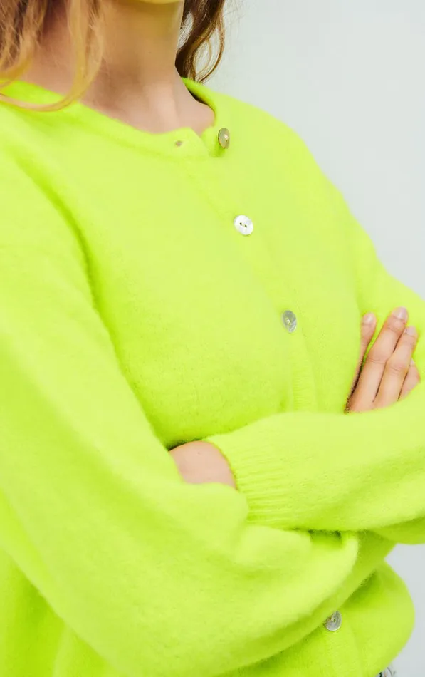 American Vintage Jumpers and Cardigans Women Cardigan Vitow Fluorescent Yellow Melange