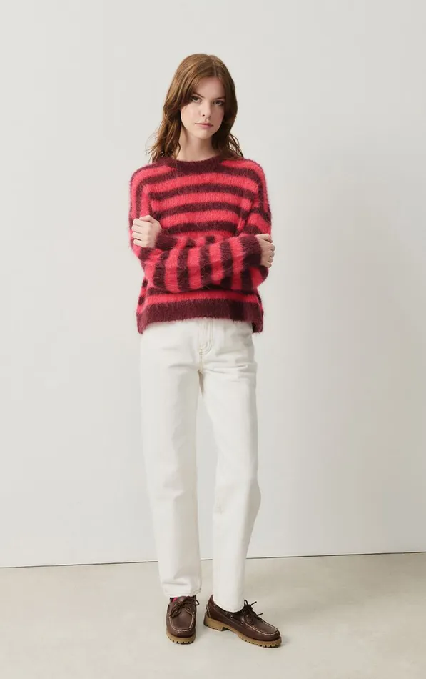 American Vintage Jumpers and Cardigans Women Jumper Bymi Burgundy And Hortensia Striped