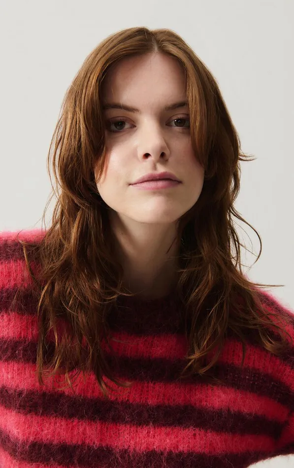 American Vintage Jumpers and Cardigans Women Jumper Bymi Burgundy And Hortensia Striped American Vintage Jumpers and Cardigans Women Jumper Bymi Burgundy And Hortensia Striped