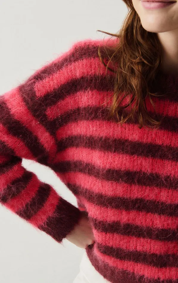 American Vintage Jumpers and Cardigans Women Jumper Bymi Burgundy And Hortensia Striped American Vintage Jumpers and Cardigans Women Jumper Bymi Burgundy And Hortensia Striped