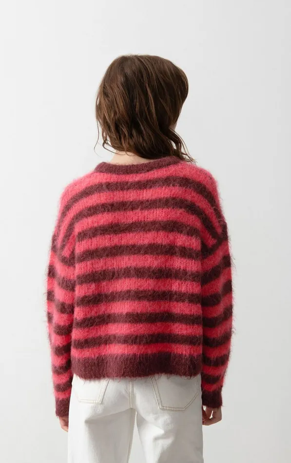 American Vintage Jumpers and Cardigans Women Jumper Bymi Burgundy And Hortensia Striped American Vintage Jumpers and Cardigans Women Jumper Bymi Burgundy And Hortensia Striped