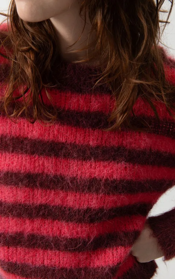 American Vintage Jumpers and Cardigans Women Jumper Bymi Burgundy And Hortensia Striped American Vintage Jumpers and Cardigans Women Jumper Bymi Burgundy And Hortensia Striped