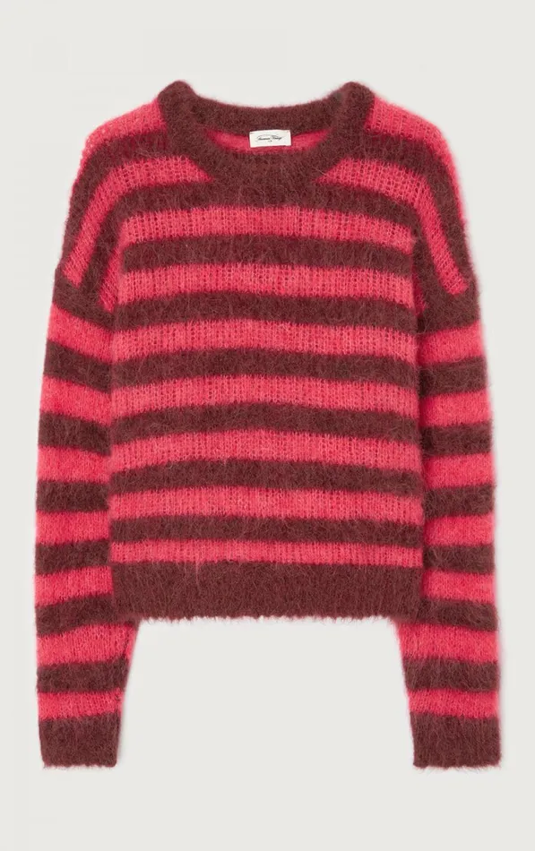 American Vintage Jumpers and Cardigans Women Jumper Bymi Burgundy And Hortensia Striped American Vintage Jumpers and Cardigans Women Jumper Bymi Burgundy And Hortensia Striped