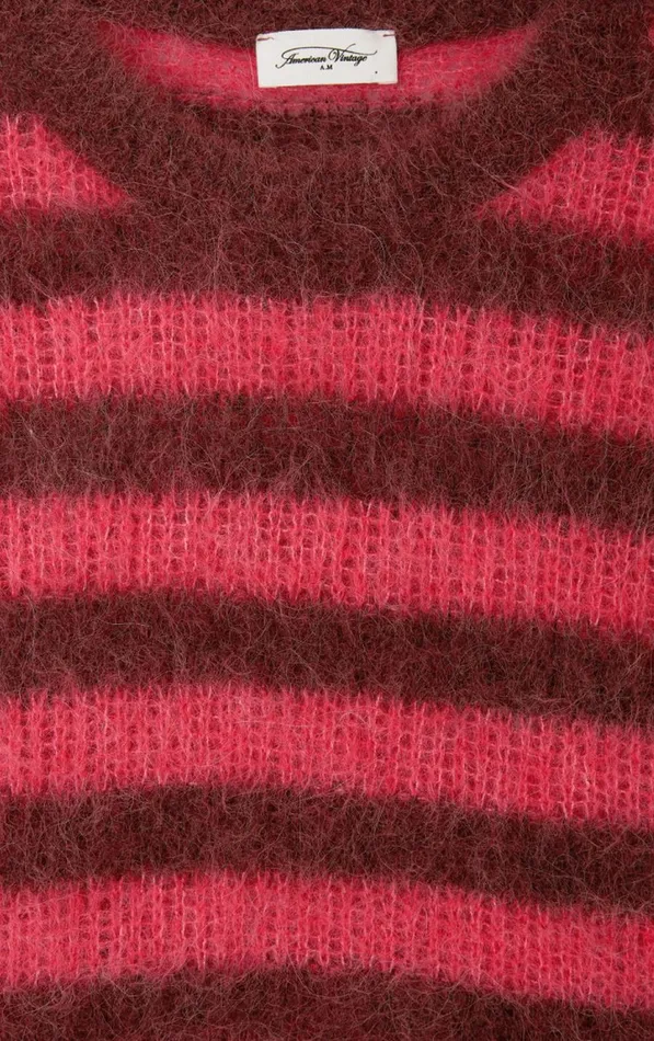 American Vintage Jumpers and Cardigans Women Jumper Bymi Burgundy And Hortensia Striped American Vintage Jumpers and Cardigans Women Jumper Bymi Burgundy And Hortensia Striped