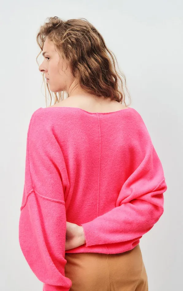 American Vintage Jumpers and Cardigans Women Jumper Damsville Fluo Pink American Vintage Jumpers and Cardigans Women Jumper Damsville Fluo Pink