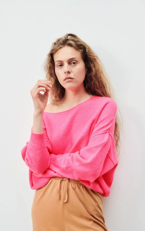 American Vintage Jumpers and Cardigans Women Jumper Damsville Fluo Pink American Vintage Jumpers and Cardigans Women Jumper Damsville Fluo Pink