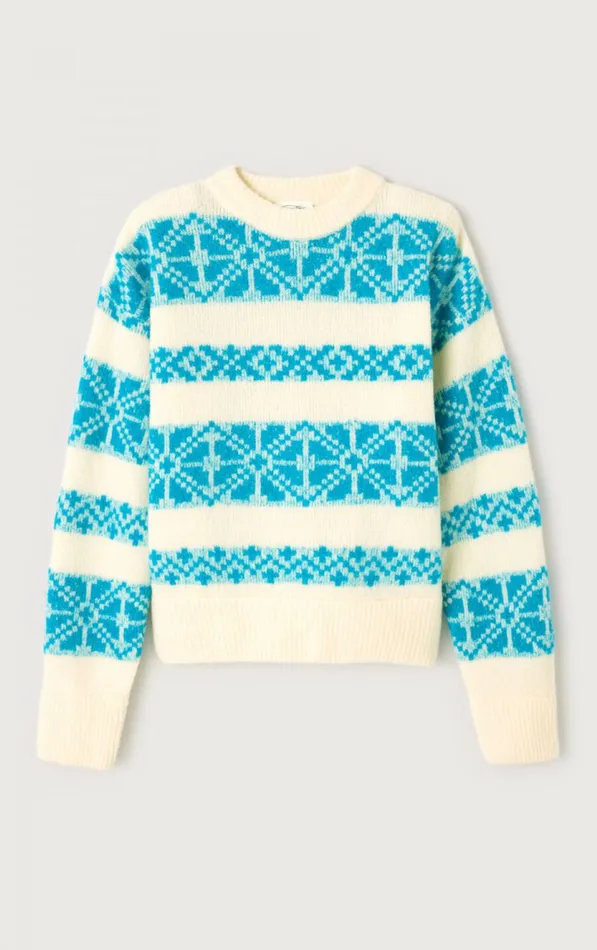 American Vintage Jumpers and Cardigans Women Jumper Gylson Ecru Jacquard Turquoise