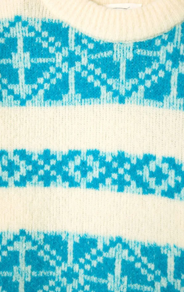 American Vintage Jumpers and Cardigans Women Jumper Gylson Ecru Jacquard Turquoise