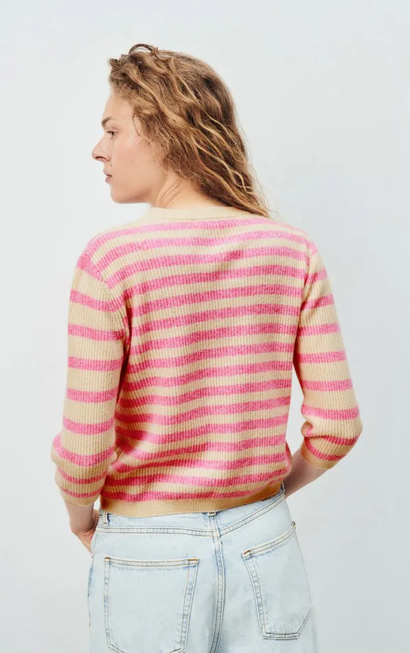 American Vintage Jumpers and Cardigans Women Jumper Raxow Natural Striped Princess Melange