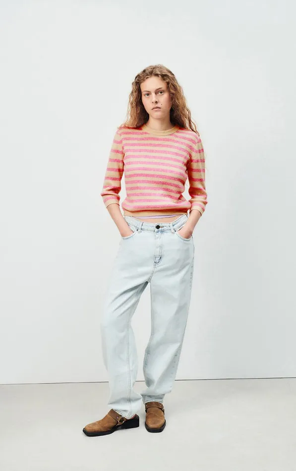 American Vintage Jumpers and Cardigans Women Jumper Raxow Natural Striped Princess Melange