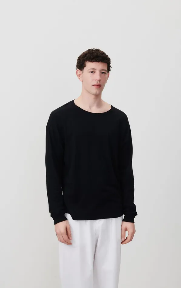 American Vintage Long Sleeve TShirts Men TShirt Gamipy Black