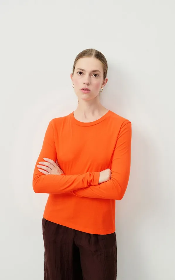 American Vintage Long Sleeve TShirts Women TShirt Gamipy Orange