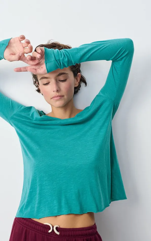 American Vintage Long Sleeve TShirts Women TShirt Jacksonville Emerald Melange