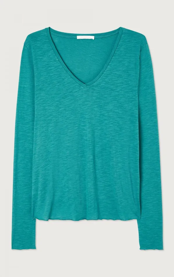 American Vintage Long Sleeve TShirts Women TShirt Jacksonville Emerald Melange