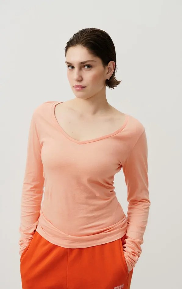 American Vintage Long Sleeve TShirts Women TShirt Xoubow Pink Flamingo