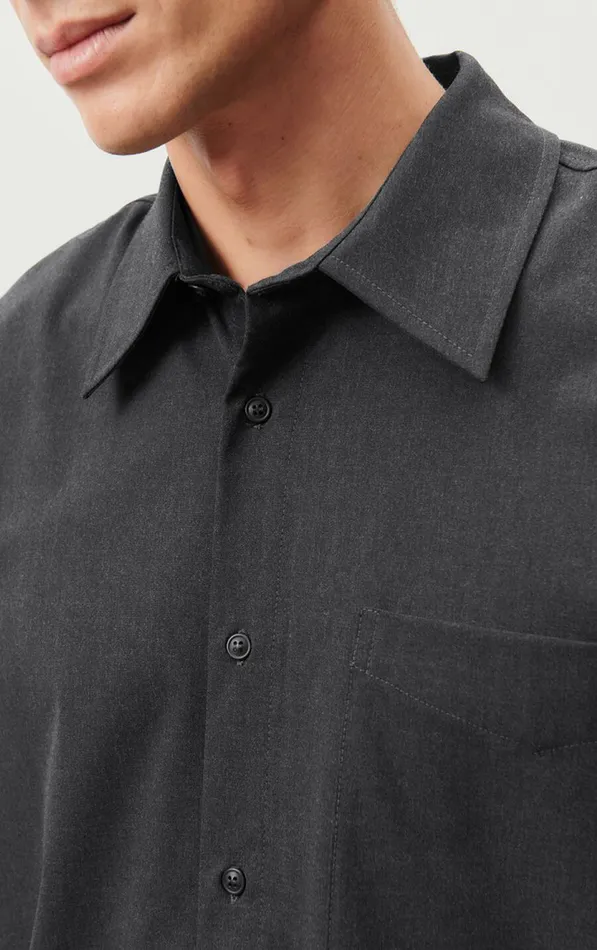 American Vintage Shirts Men Shirt Kabird Melange Charcoal