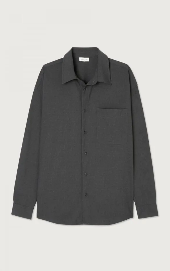 American Vintage Shirts Men Shirt Kabird Melange Charcoal
