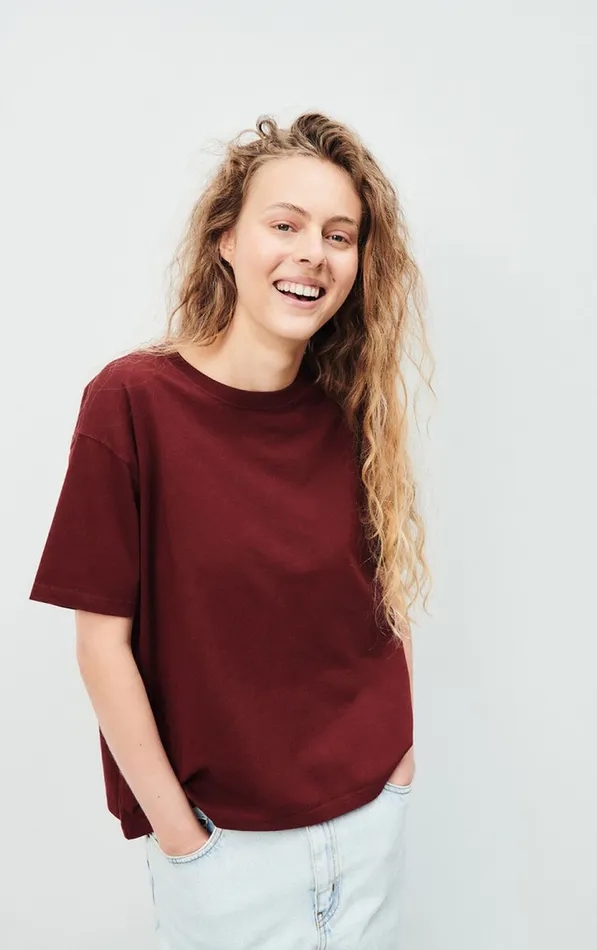 American Vintage Short Sleeve TShirts Women TShirt Fizvalley Vintage Burgundy