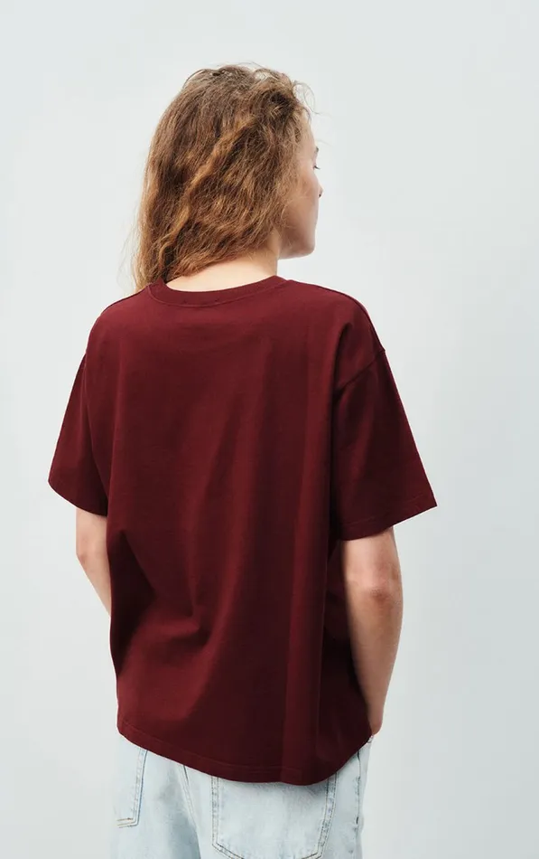 American Vintage Short Sleeve TShirts Women TShirt Fizvalley Vintage Burgundy