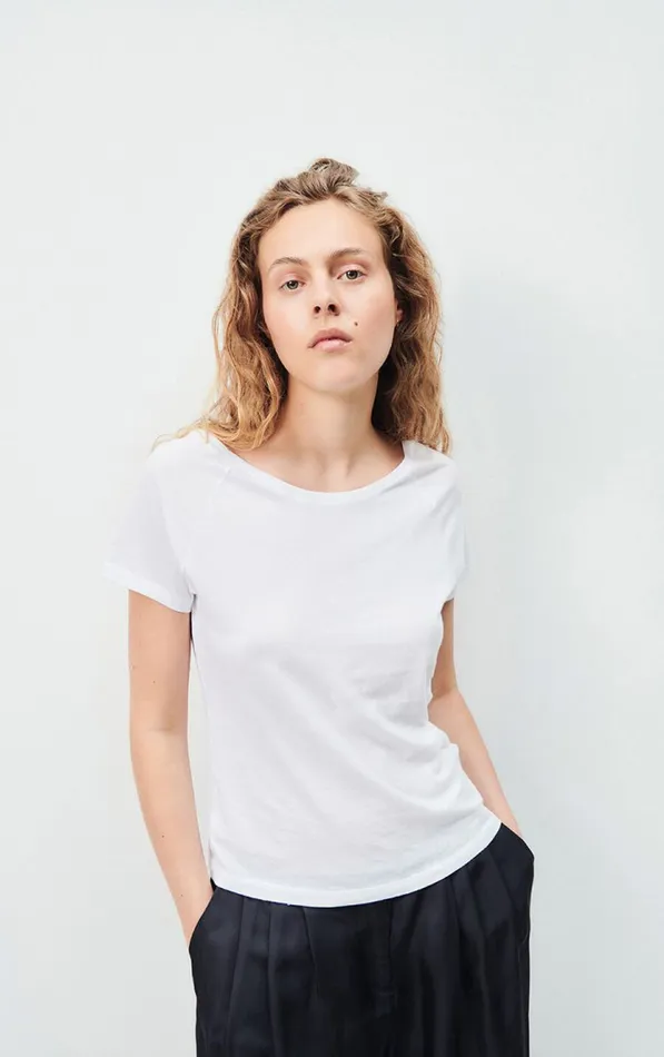 American Vintage Short Sleeve TShirts Women TShirt Xoubow White