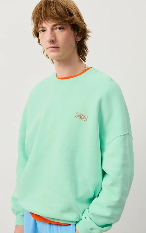 American Vintage Sweatshirts Men Sweatshirt Izubird Vintage Sea Green