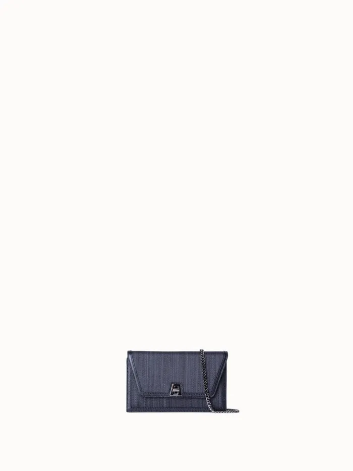 Anouk Clutch Bag In Horsehair Fabric Blackgraphite Women Akris Shoulder Bags