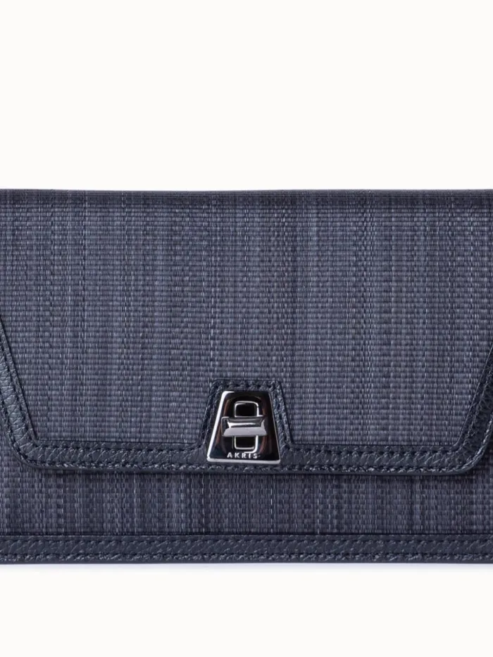 Anouk Clutch Bag In Horsehair Fabric Blackgraphite Women Akris Shoulder Bags