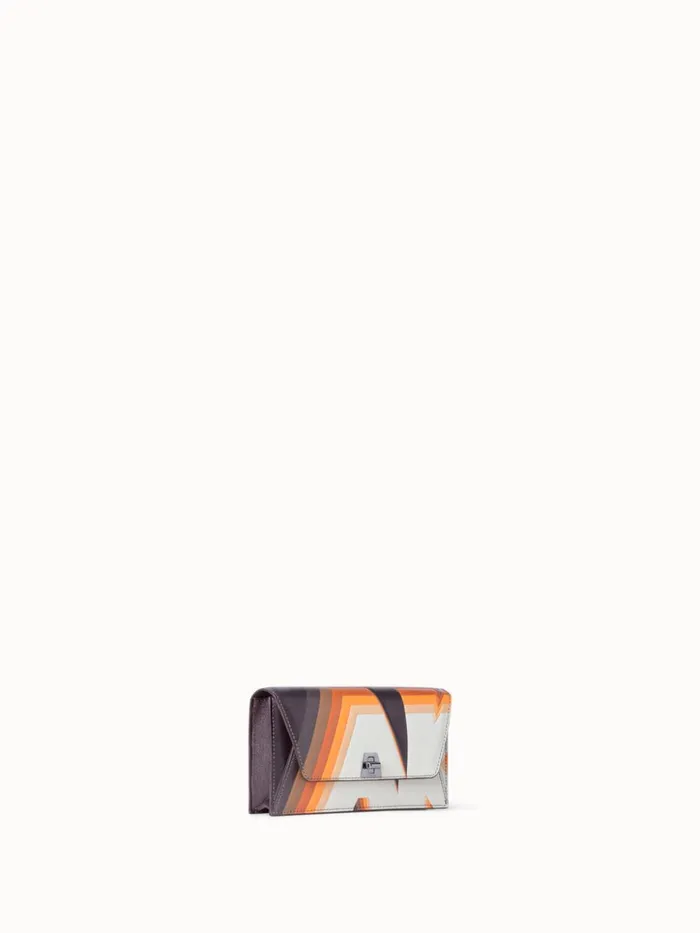 Anouk Clutch Bag In Leather With 3D Superimposed Letters Print Multicolor Women Akris Clutches