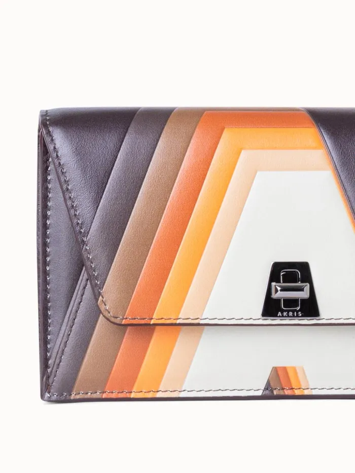 Anouk Clutch Bag In Leather With 3D Superimposed Letters Print Multicolor Women Akris Clutches