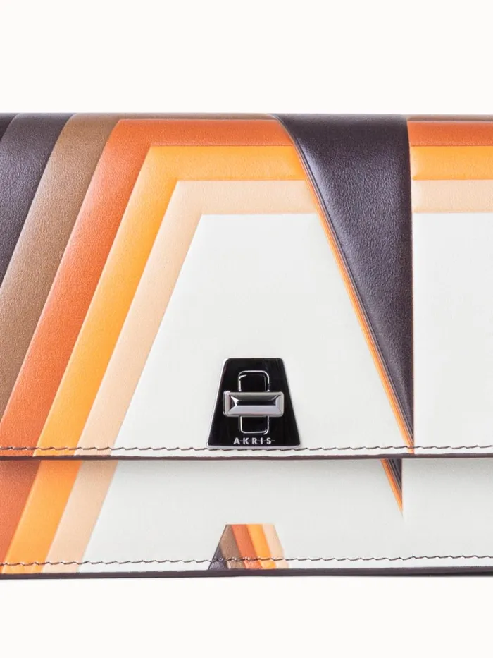 Anouk Clutch Bag In Leather With 3D Superimposed Letters Print Multicolor Women Akris Clutches