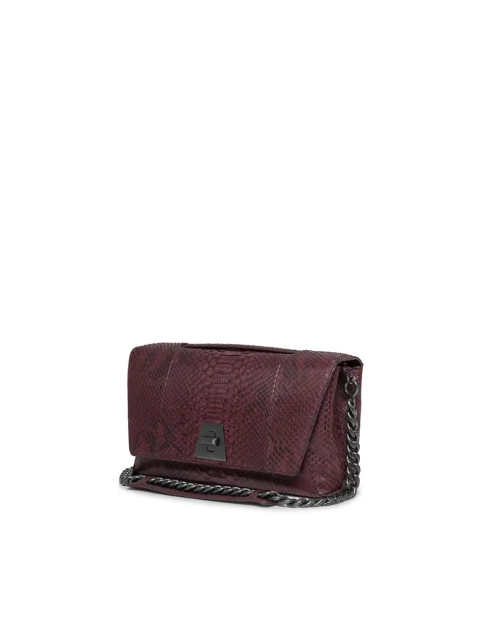 Anouk Day Bag In Python Leather With Adjustable Shoulder Strap Burgundy Women Akris Crossbody Bags