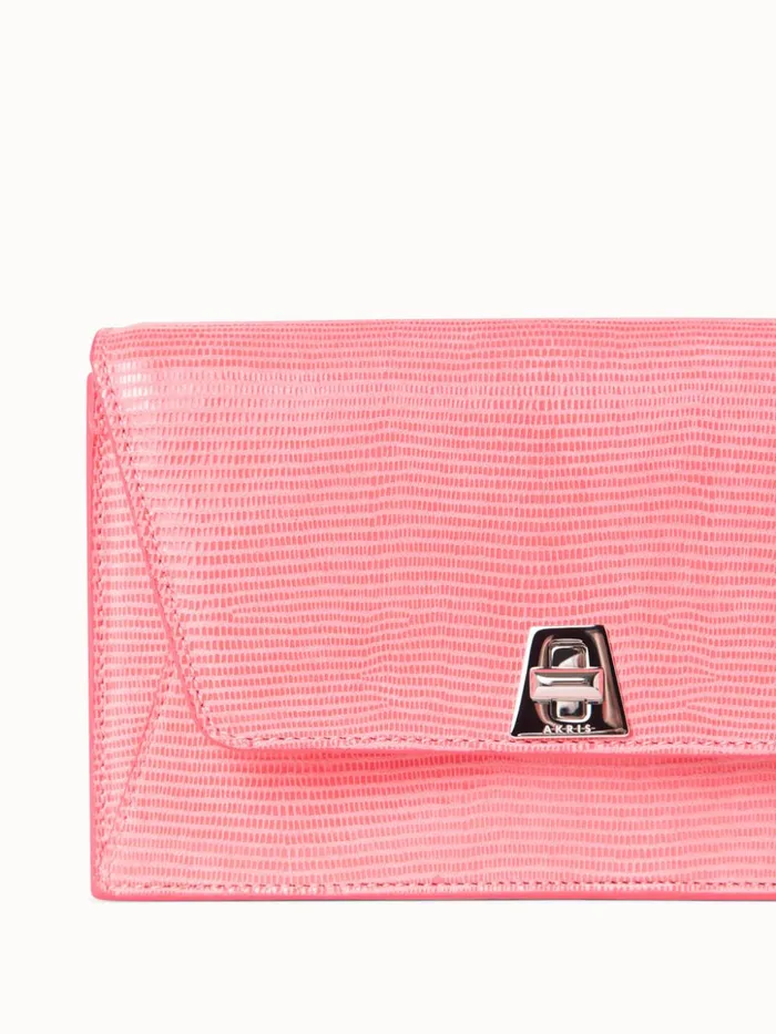 Anouk Envelope Bag In Lamb Skin Nubuck With Shiny Lizard Finish Blossom Women Akris Shoulder Bags