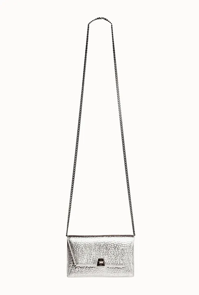 Anouk Envelope In Hammered Leather Inox Women Akris Crossbody Bags