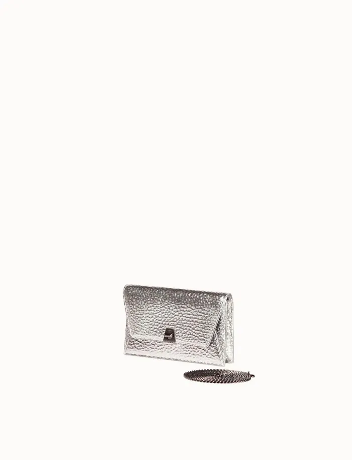 Anouk Envelope In Hammered Leather Inox Women Akris Crossbody Bags