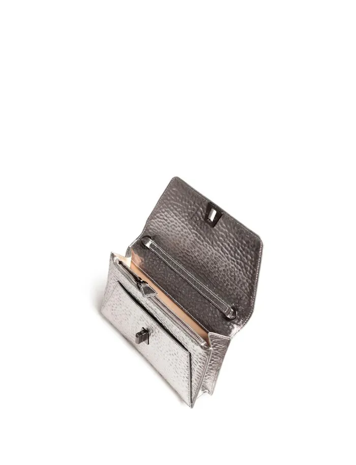 Anouk Envelope In Hammered Leather Inox Women Akris Crossbody Bags