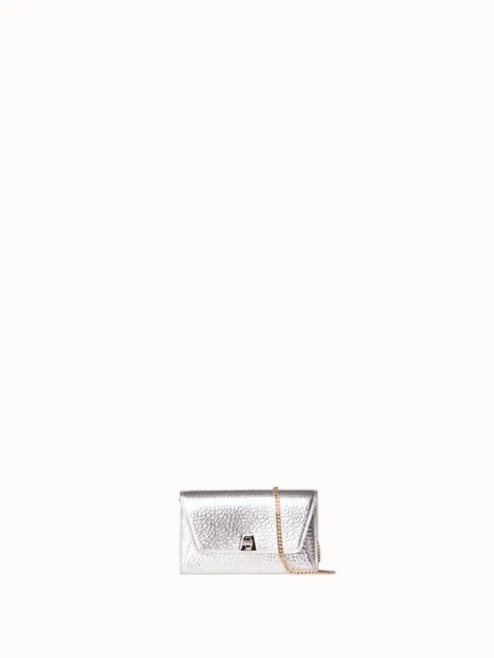 Anouk Envelope In Hammered Leather Stucco Met Women Akris Crossbody Bags