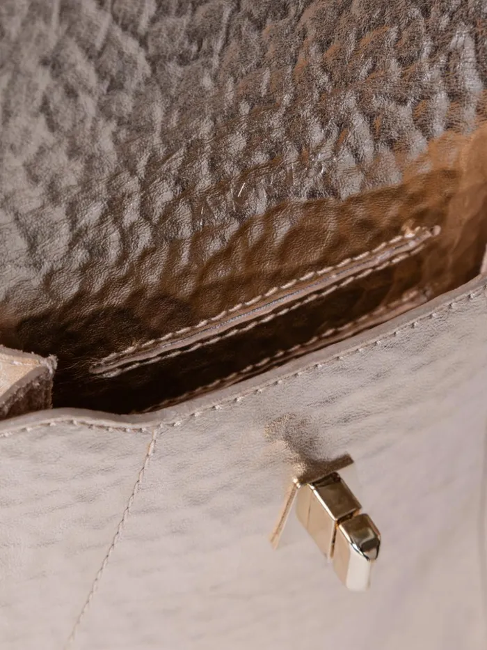 Anouk Phone Pouch In Hammered Leather Stucco Met Women Akris Mini Bags