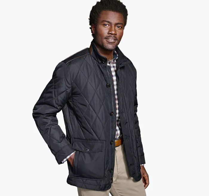 Apparel Diamond Quilt Jacket Navy 8211 Johnston and Murphy Men