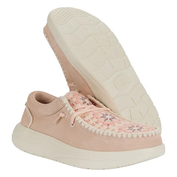Apparel Platforms heydude Wendy Comf Suede Crochet Pale PinkMulti