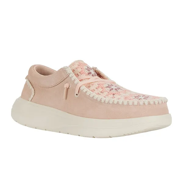 Apparel Platforms heydude Wendy Comf Suede Crochet Pale PinkMulti