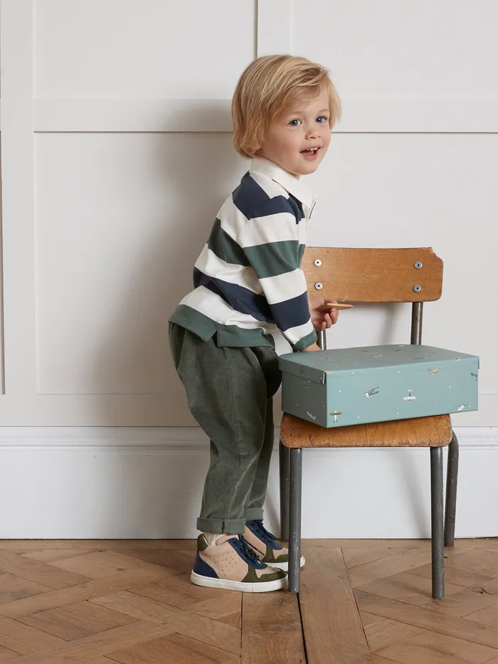 Baby Cyrillus Baby Boy Organic Cotton Rugby Shirt Rayure Vertbleu