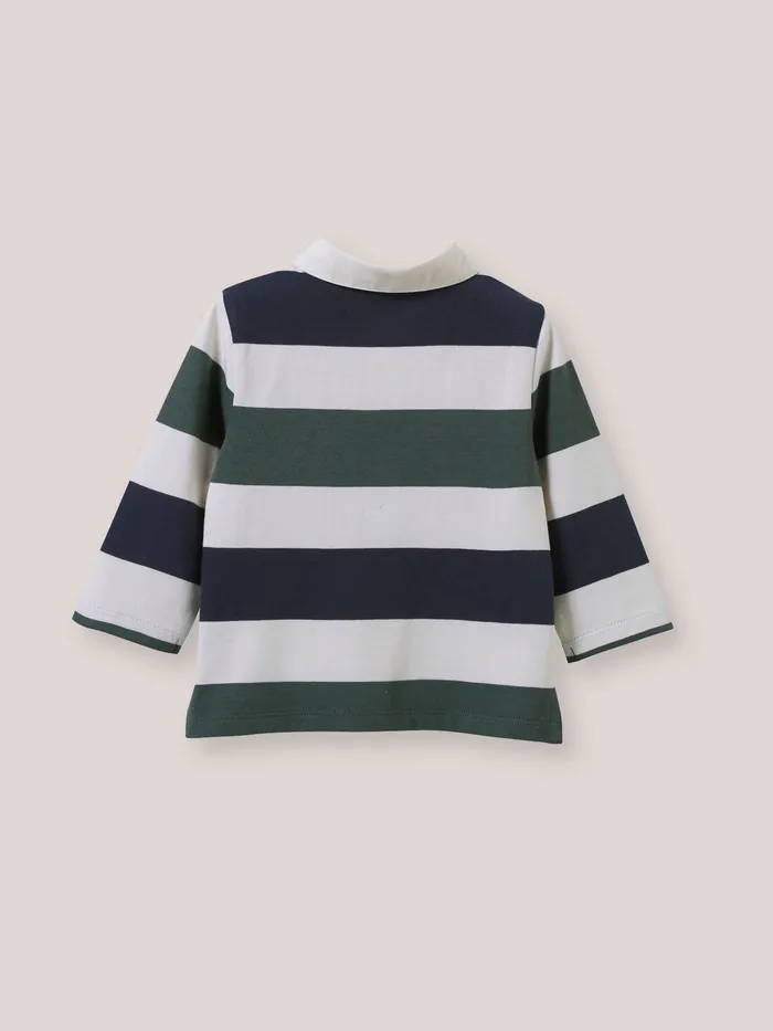 Baby Cyrillus Baby Boy Organic Cotton Rugby Shirt Rayure Vertbleu