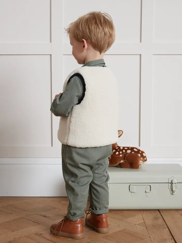 Baby Cyrillus Baby Boy Sleeveless Sherpa Jacket Ecru