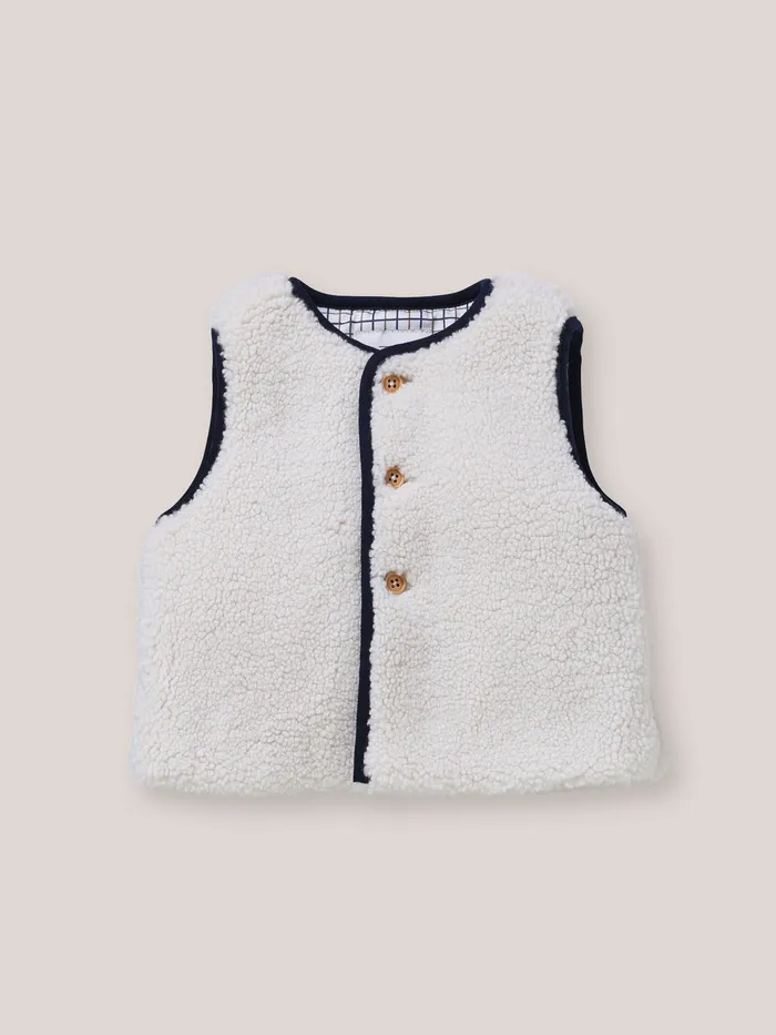 Baby Cyrillus Baby Boy Sleeveless Sherpa Jacket Ecru