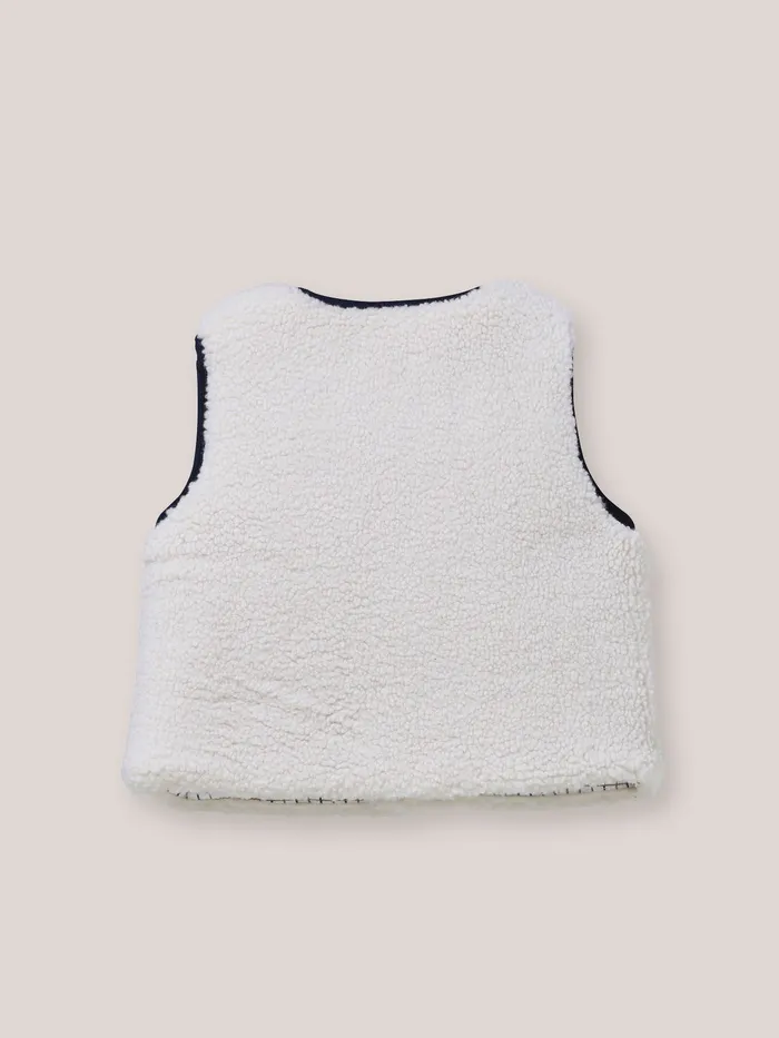 Baby Cyrillus Baby Boy Sleeveless Sherpa Jacket Ecru